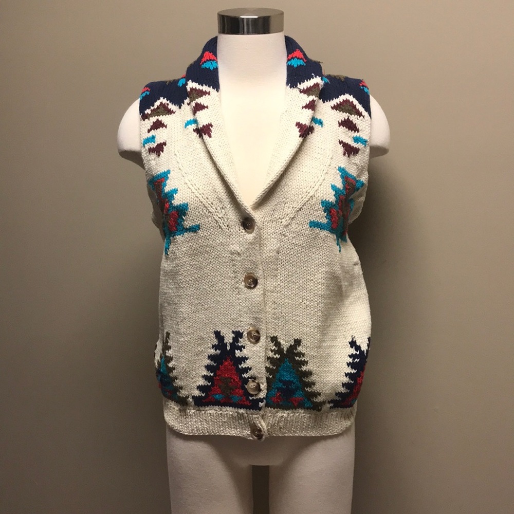 AZTEC DESIGN COTTON KNIT VEST